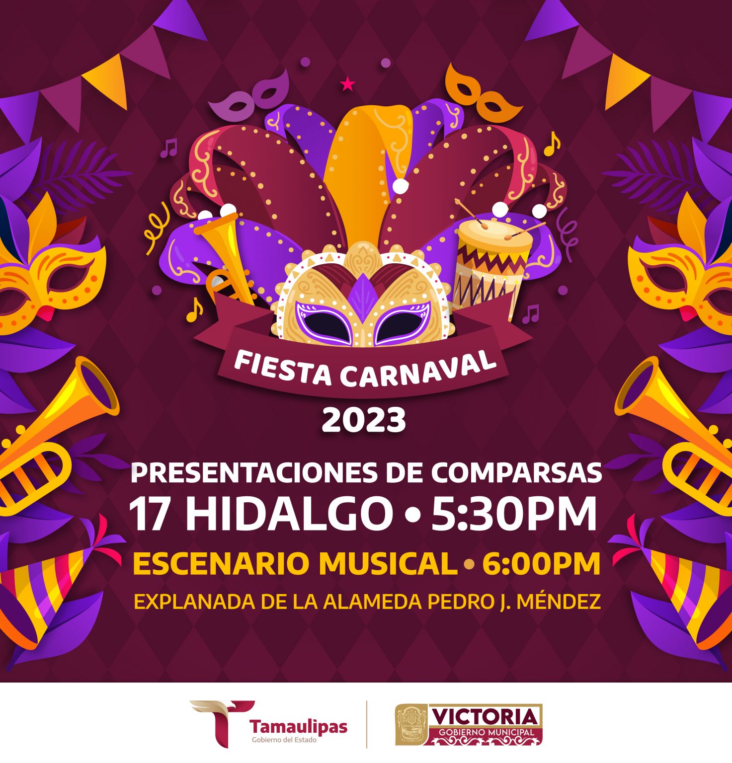 Gobierno de Victoria y DIF Victoria invitan a la Fiesta Carnaval 2023