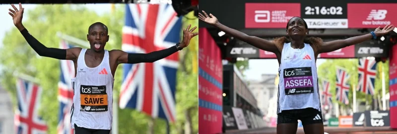 Tigst Assefa y Sebastian Sawe conquistan el Maratón de Londres