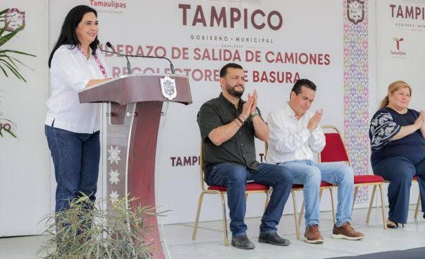 Entrega Mónica Villarreal 10 nuevos camiones recolectores de basura en Tampico