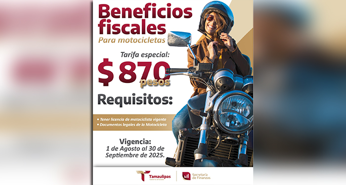 Ofrece Gobierno del Estado beneficios fiscales a propietarios de motocicletas