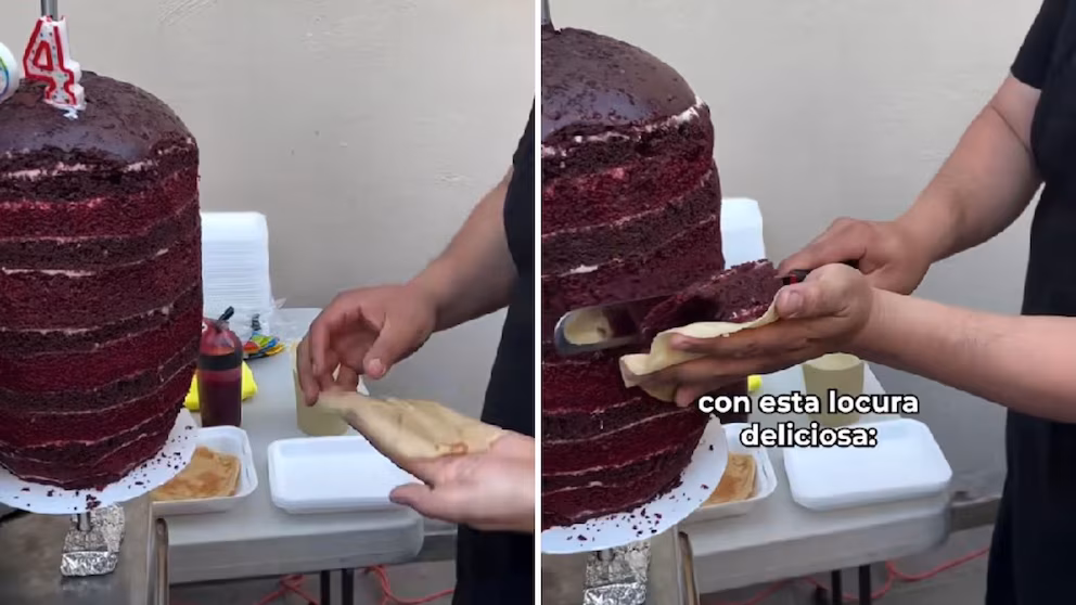 Pastel en forma de trompo de tacos al pastor se vuelve viral por su ingeniosa fusión de sabores | Video