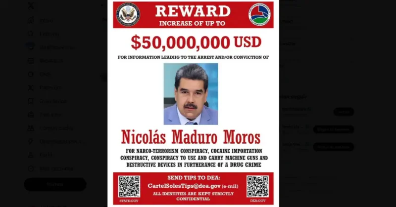 Eleva EU recompensa por Maduro a 50 mdd y lo liga con el cártel de Sinaloa