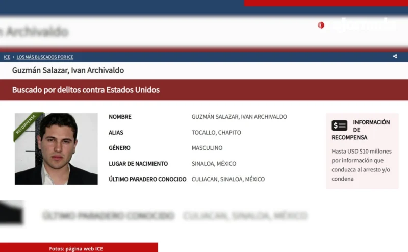 Ofrece ICE recompensa de 10 millones de dólares por Iván Archivaldo Guzmán