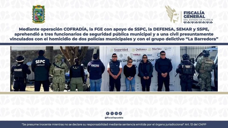Caen mandos policiacos en Puebla ligados a La Barredora y vinculados a homicidio de compañeros
