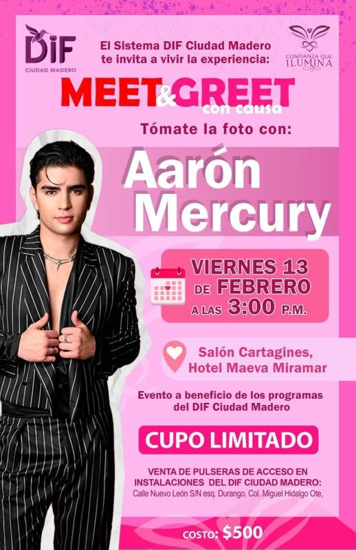 Invita DIF Ciudad Madero a Meet & Greet con causa junto a Aarón Mercury
