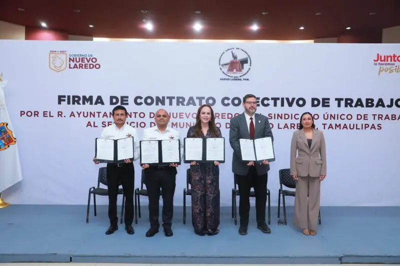 REFRENDA ALCALDESA CARMEN LILIA CANTUROSAS COMPROMISO CON TRABAJADORES MUNICIPALES; FIRMA CONTRATO COLECTIVO CON SÍNDICATO